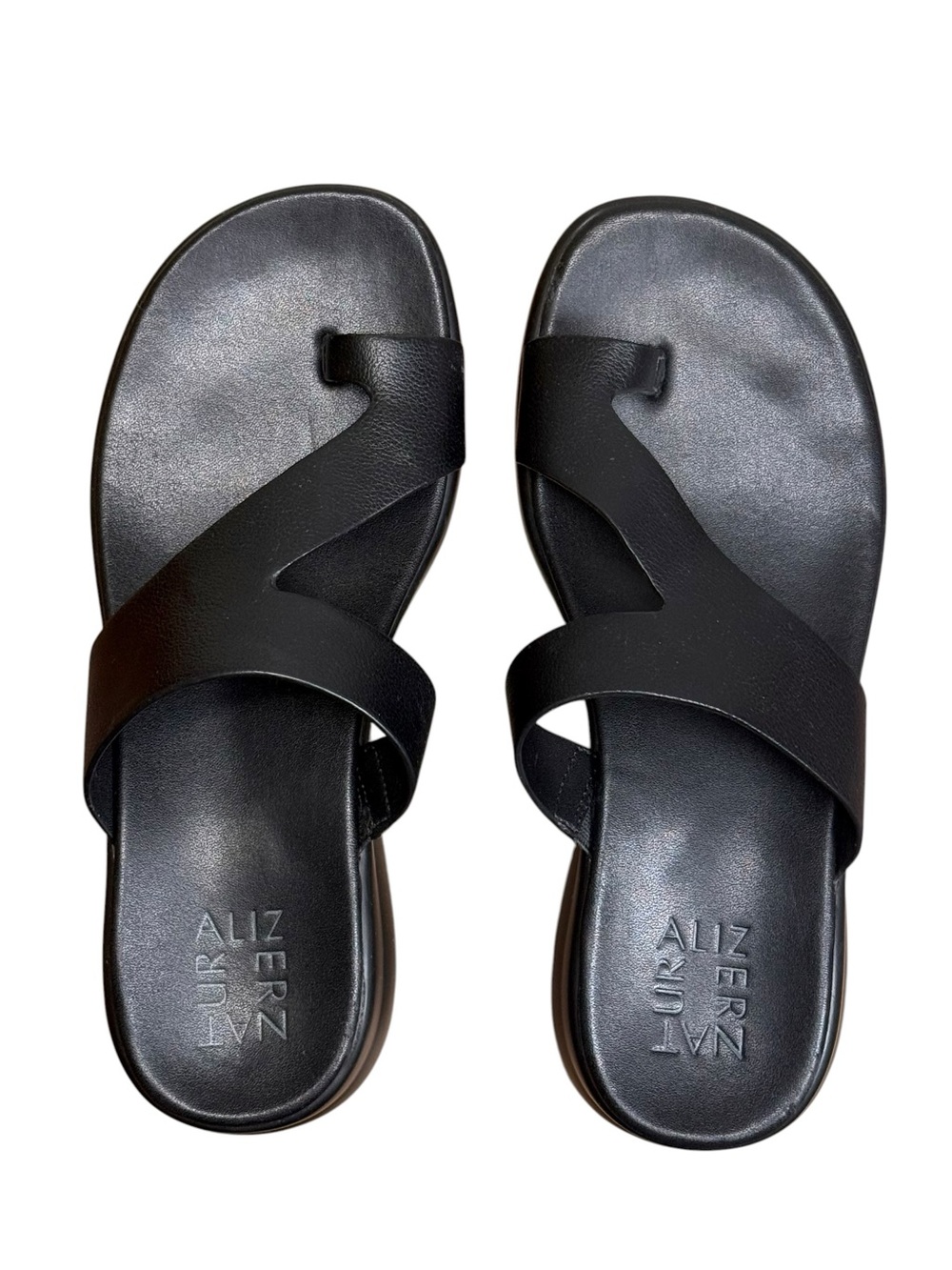 Naturalizer Size 6.5 Cailan Platform Faux Leather Slide Sandals Black